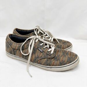 VANS Atwood Low women’s Tan Blue Southwest Look Canvas Sneakers Shoes Size 9.5